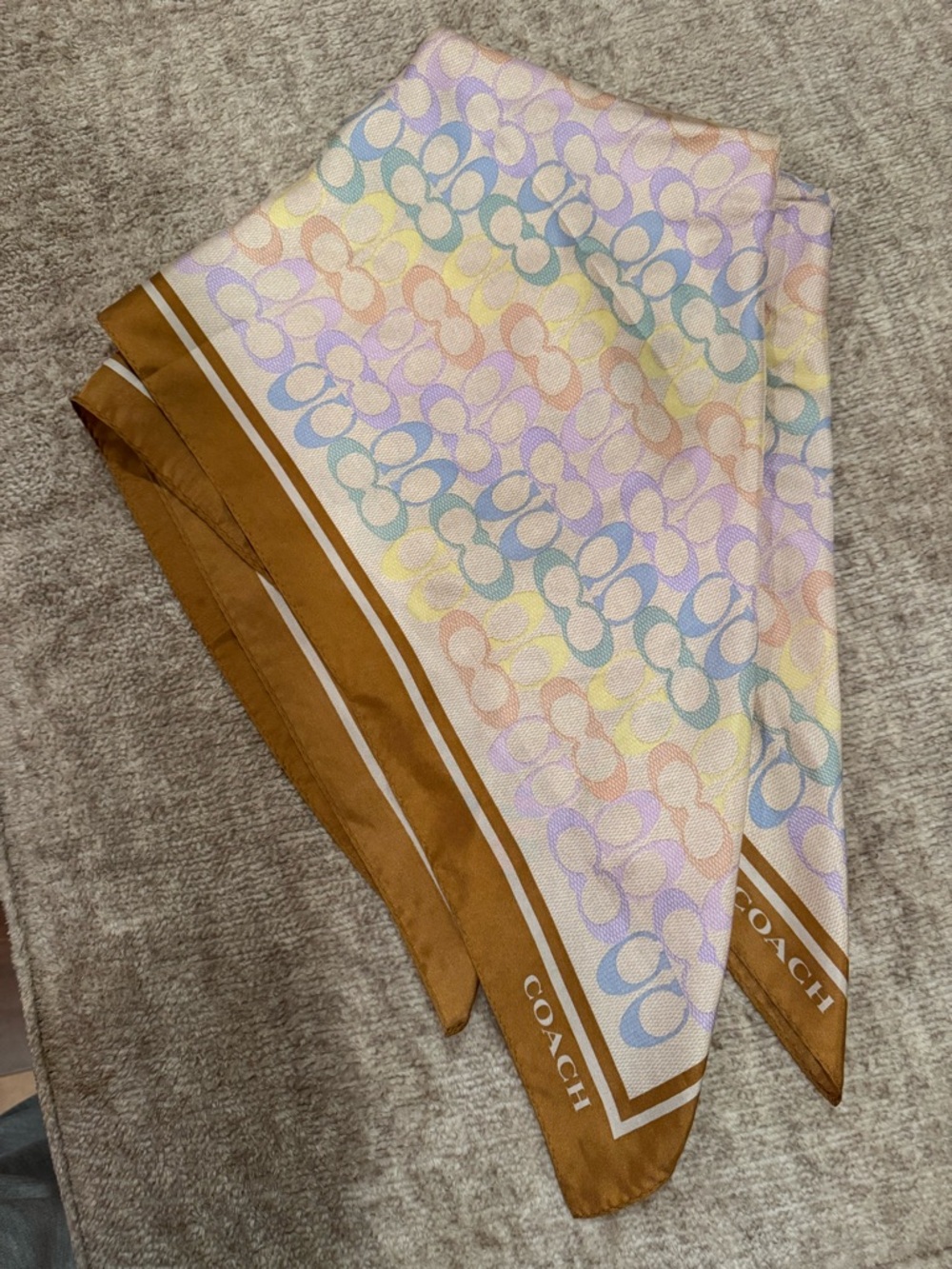 Coach Signature Rainbow Print Silk Square Scarf
